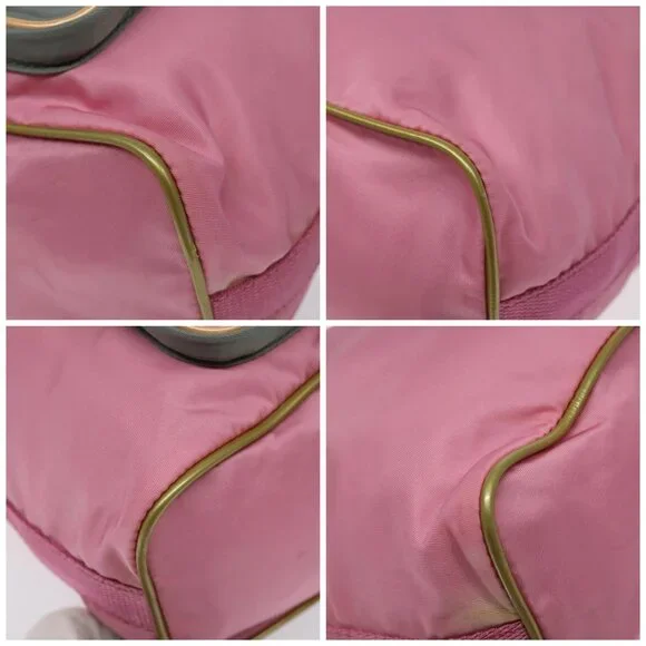 PRADA Hand Bag Nylon Pink Silver Auth ar13470
